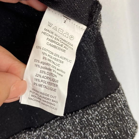 Michael Michael Kors Women’s Small Crewneck Shimmer Sliver Black Top - Picture 5 of 6